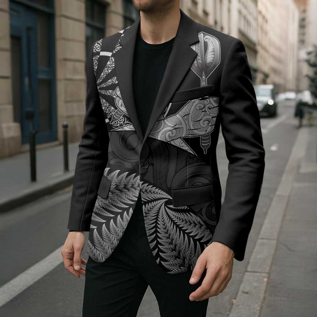 Personalised New Zealand Aotearoa Darts Masters Blazer Silver Fern and Maori Spirit LT03 - Polynesian Pride