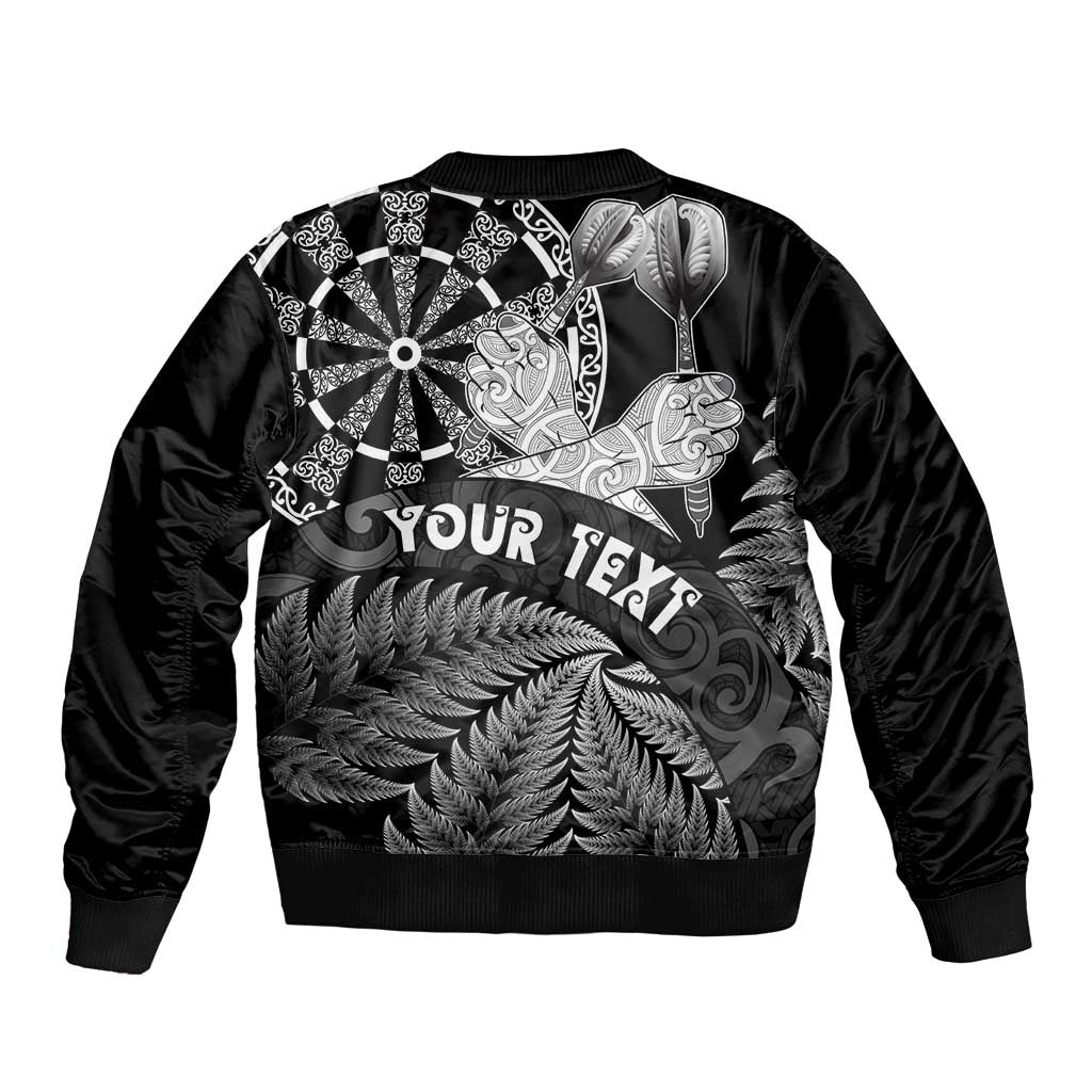 Personalised New Zealand Aotearoa Darts Masters Bomber Jacket Silver Fern and Maori Spirit LT03 - Polynesian Pride