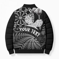 Personalised New Zealand Aotearoa Darts Masters Bomber Puffer Jacket Silver Fern and Maori Spirit LT03 - Polynesian Pride