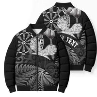 Personalised New Zealand Aotearoa Darts Masters Bomber Puffer Jacket Silver Fern and Maori Spirit LT03 - Polynesian Pride