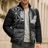 Personalised New Zealand Aotearoa Darts Masters Bomber Puffer Jacket Silver Fern and Maori Spirit LT03 - Polynesian Pride