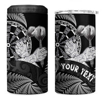 Personalised New Zealand Aotearoa Darts Masters 4 in 1 Can Cooler Tumbler Silver Fern and Maori Spirit LT03 One Size: 16 oz Black - Polynesian Pride
