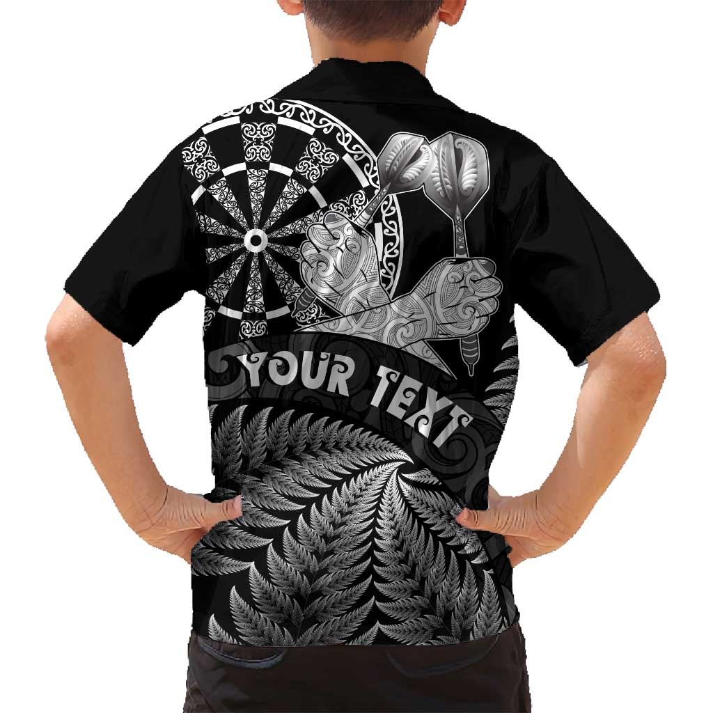 Personalised New Zealand Aotearoa Darts Masters Family Matching Off Shoulder Maxi Dress and Hawaiian Shirt Silver Fern and Maori Spirit LT03 - Polynesian Pride