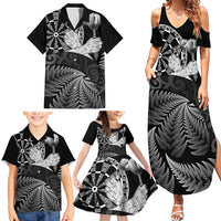 Personalised New Zealand Aotearoa Darts Masters Family Matching Summer Maxi Dress and Hawaiian Shirt Silver Fern and Maori Spirit LT03 - Polynesian Pride