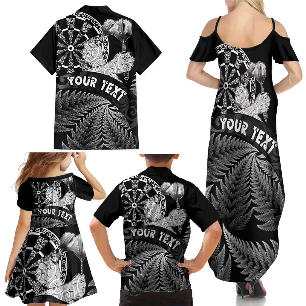 Personalised New Zealand Aotearoa Darts Masters Family Matching Summer Maxi Dress and Hawaiian Shirt Silver Fern and Maori Spirit LT03 - Polynesian Pride
