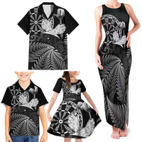 Personalised New Zealand Aotearoa Darts Masters Family Matching Tank Maxi Dress and Hawaiian Shirt Silver Fern and Maori Spirit LT03 - Polynesian Pride
