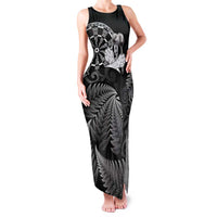 Personalised New Zealand Aotearoa Darts Masters Family Matching Tank Maxi Dress and Hawaiian Shirt Silver Fern and Maori Spirit LT03 Mom's Dress Black - Polynesian Pride