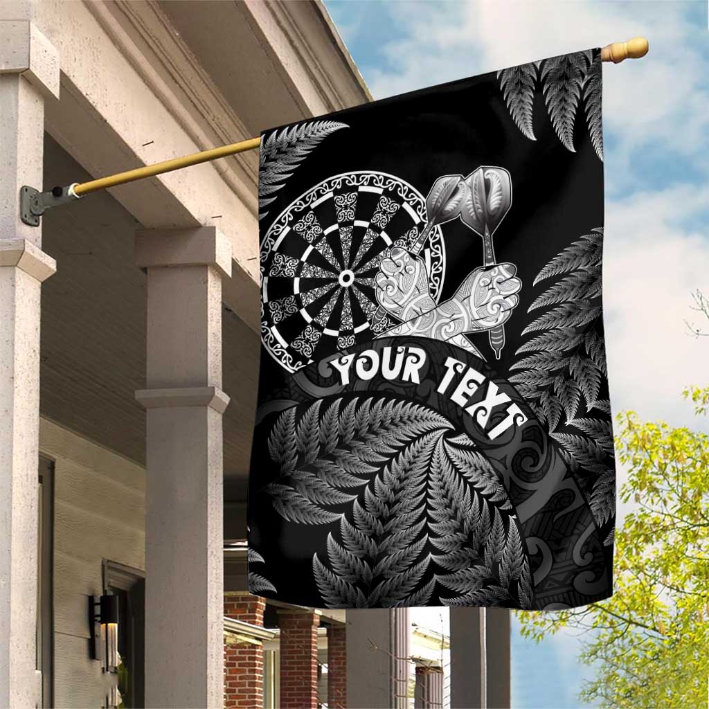 Personalised New Zealand Aotearoa Darts Masters Garden Flag Silver Fern and Maori Spirit LT03 House Flag Black - Polynesian Pride