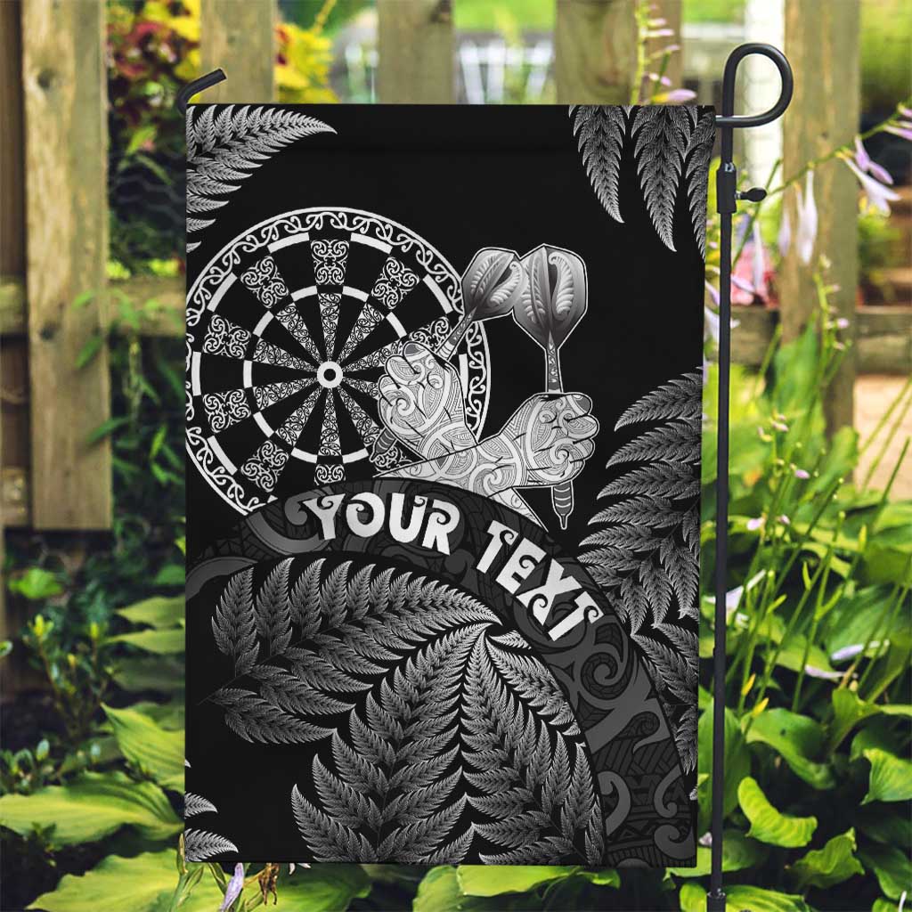 Personalised New Zealand Aotearoa Darts Masters Garden Flag Silver Fern and Maori Spirit LT03 Garden Flag Black - Polynesian Pride