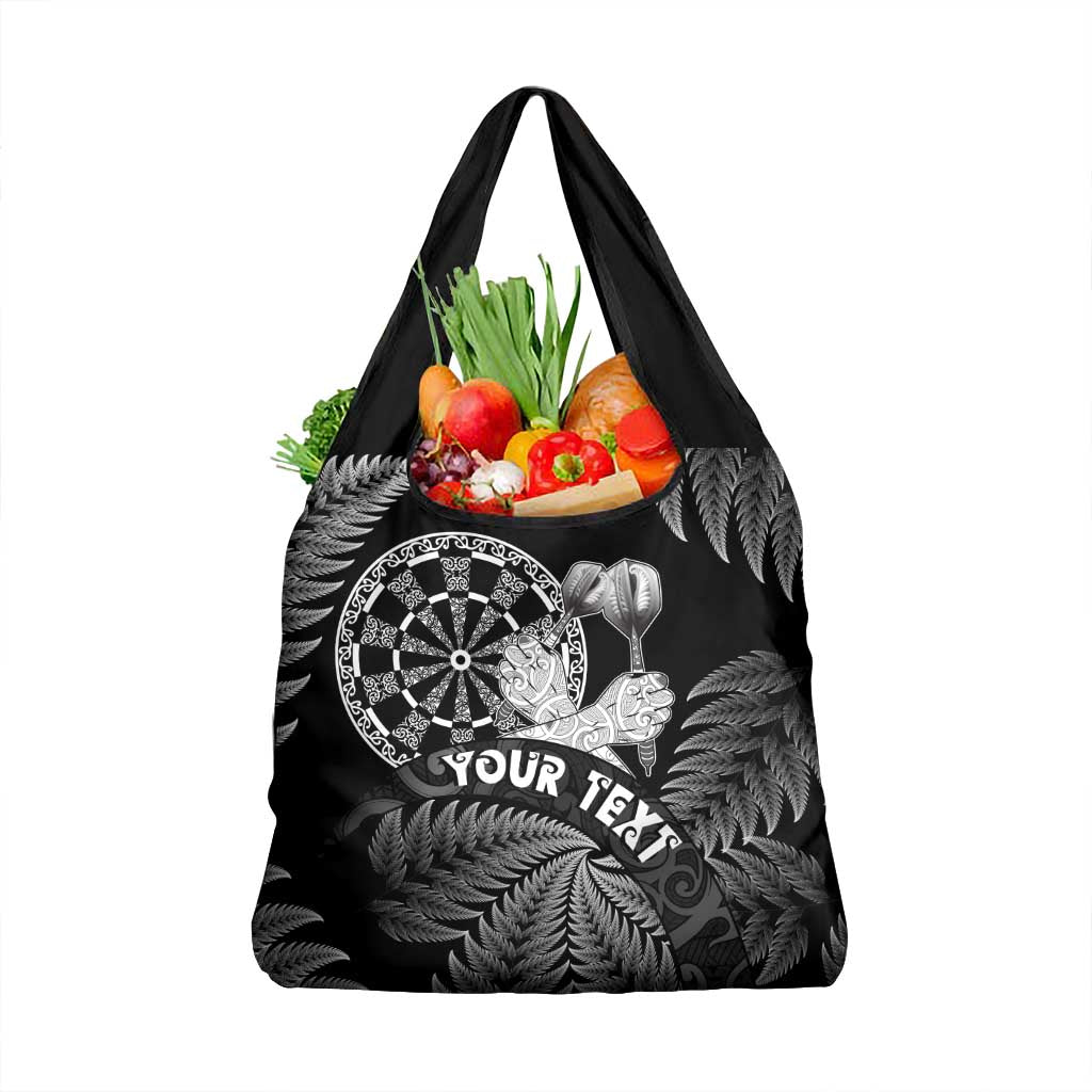 Personalised New Zealand Aotearoa Darts Masters Grocery Bag Silver Fern and Maori Spirit LT03 1-pack One Size Black - Polynesian Pride