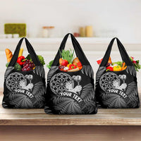 Personalised New Zealand Aotearoa Darts Masters Grocery Bag Silver Fern and Maori Spirit LT03 3-pack One Size Black - Polynesian Pride