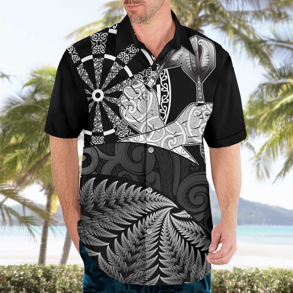 Personalised New Zealand Aotearoa Darts Masters Hawaiian Shirt Silver Fern and Maori Spirit LT03 - Polynesian Pride