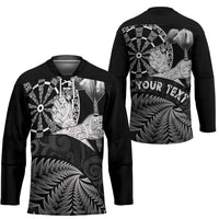 Personalised New Zealand Aotearoa Darts Masters Hockey Jersey Silver Fern and Maori Spirit LT03 - Polynesian Pride