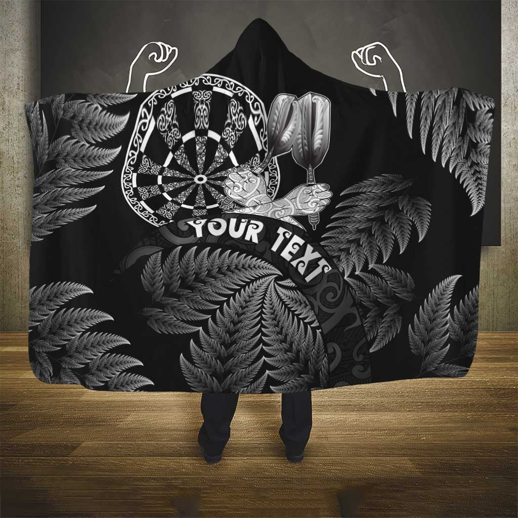 Personalised New Zealand Aotearoa Darts Masters Hooded Blanket Silver Fern and Maori Spirit LT03 - Polynesian Pride