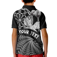 Personalised New Zealand Aotearoa Darts Masters Kid Polo Shirt Silver Fern and Maori Spirit LT03 - Polynesian Pride