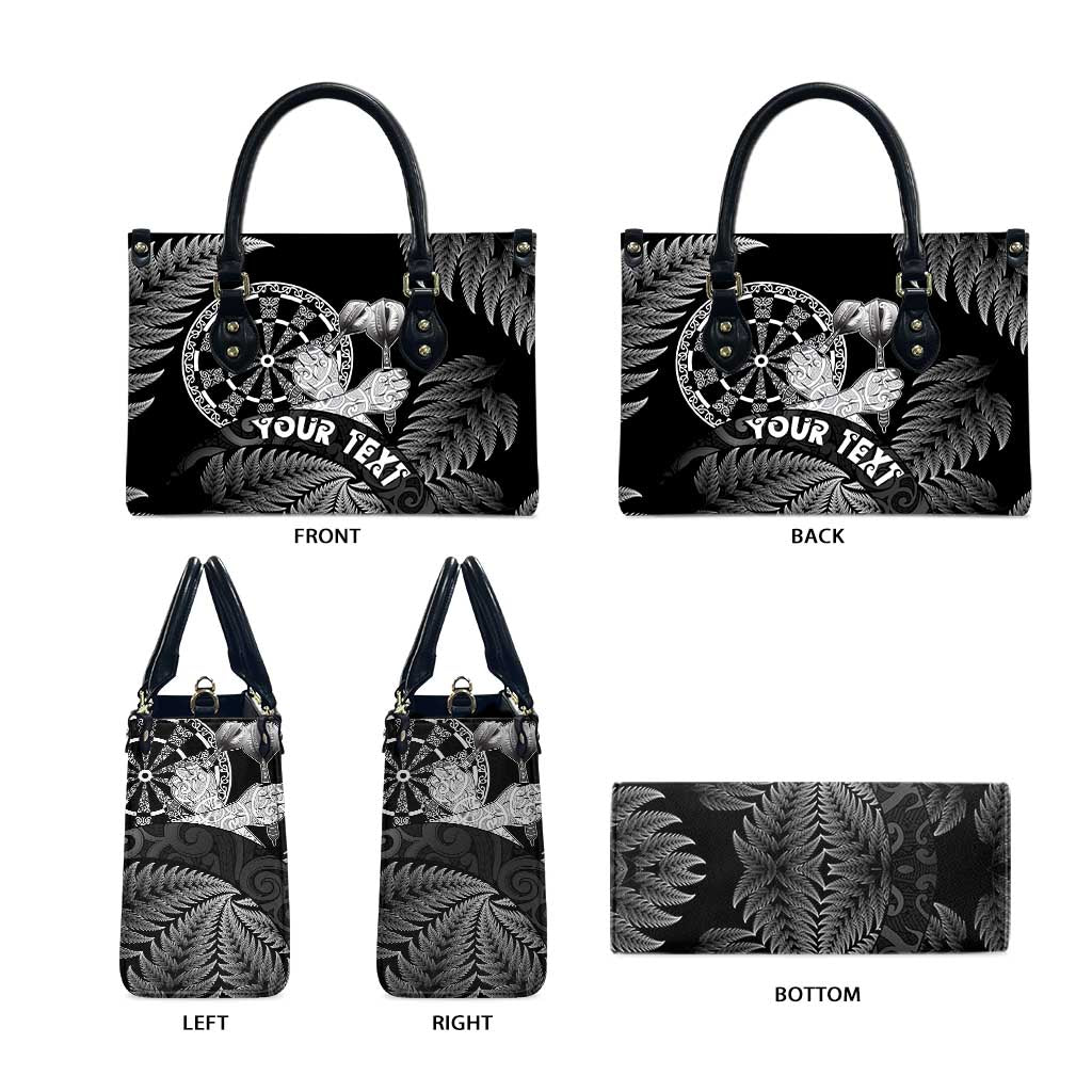 Personalised New Zealand Aotearoa Darts Masters Leather Bag Silver Fern and Maori Spirit LT03 - Polynesian Pride