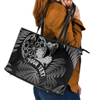 Personalised New Zealand Aotearoa Darts Masters Leather Tote Bag Silver Fern and Maori Spirit LT03 - Polynesian Pride