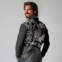 Personalised New Zealand Aotearoa Darts Masters Long Sleeve Polo Shirt Silver Fern and Maori Spirit LT03 - Polynesian Pride