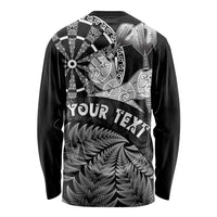 Personalised New Zealand Aotearoa Darts Masters Long Sleeve Shirt Silver Fern and Maori Spirit LT03 - Polynesian Pride