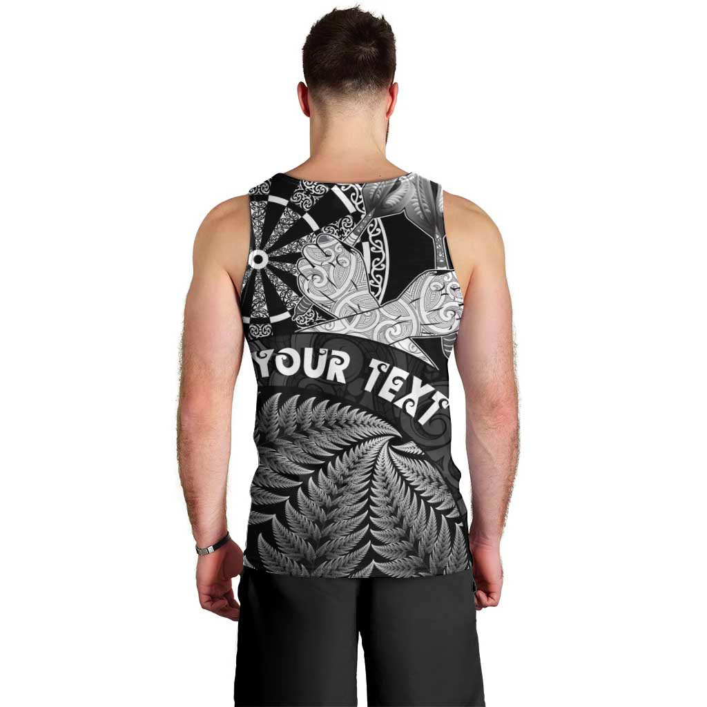 Personalised New Zealand Aotearoa Darts Masters Men Tank Top Silver Fern and Maori Spirit LT03 - Polynesian Pride