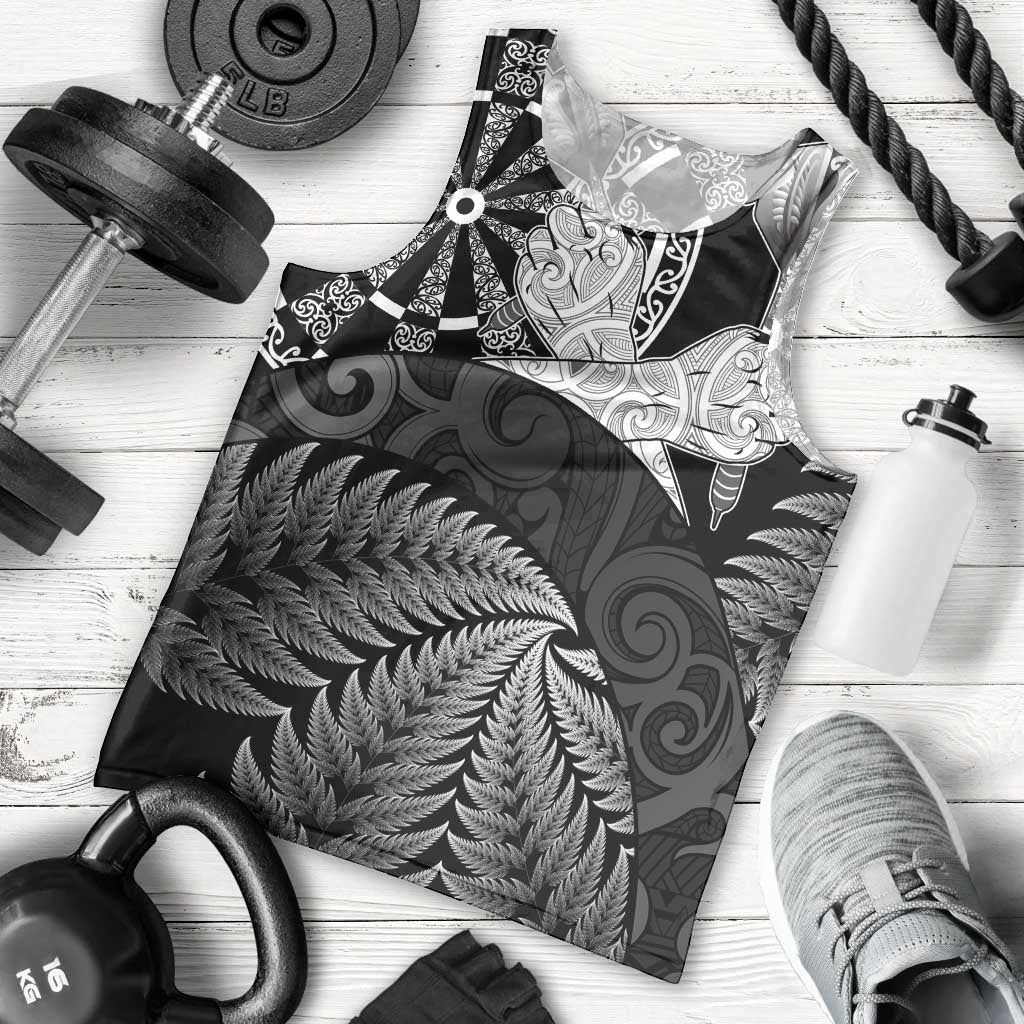 Personalised New Zealand Aotearoa Darts Masters Men Tank Top Silver Fern and Maori Spirit LT03 - Polynesian Pride