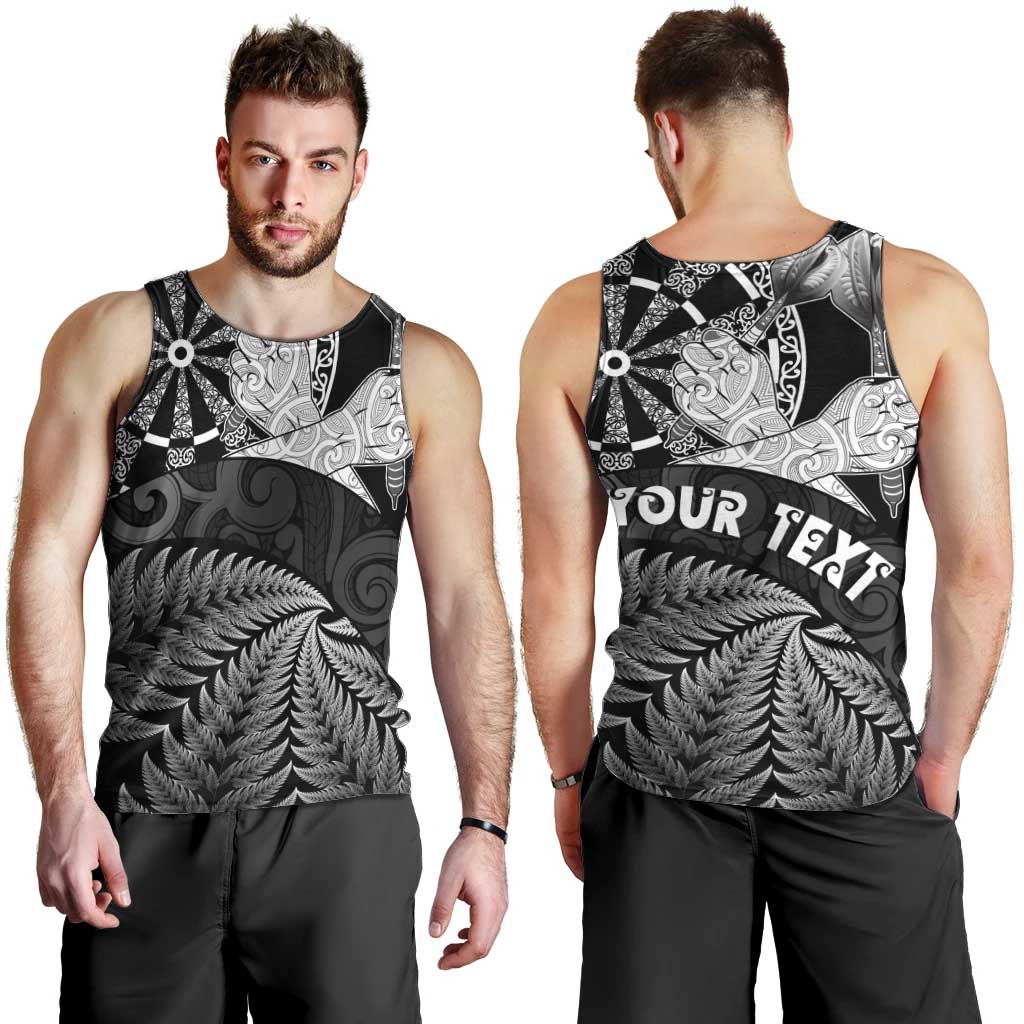 Personalised New Zealand Aotearoa Darts Masters Men Tank Top Silver Fern and Maori Spirit LT03 - Polynesian Pride