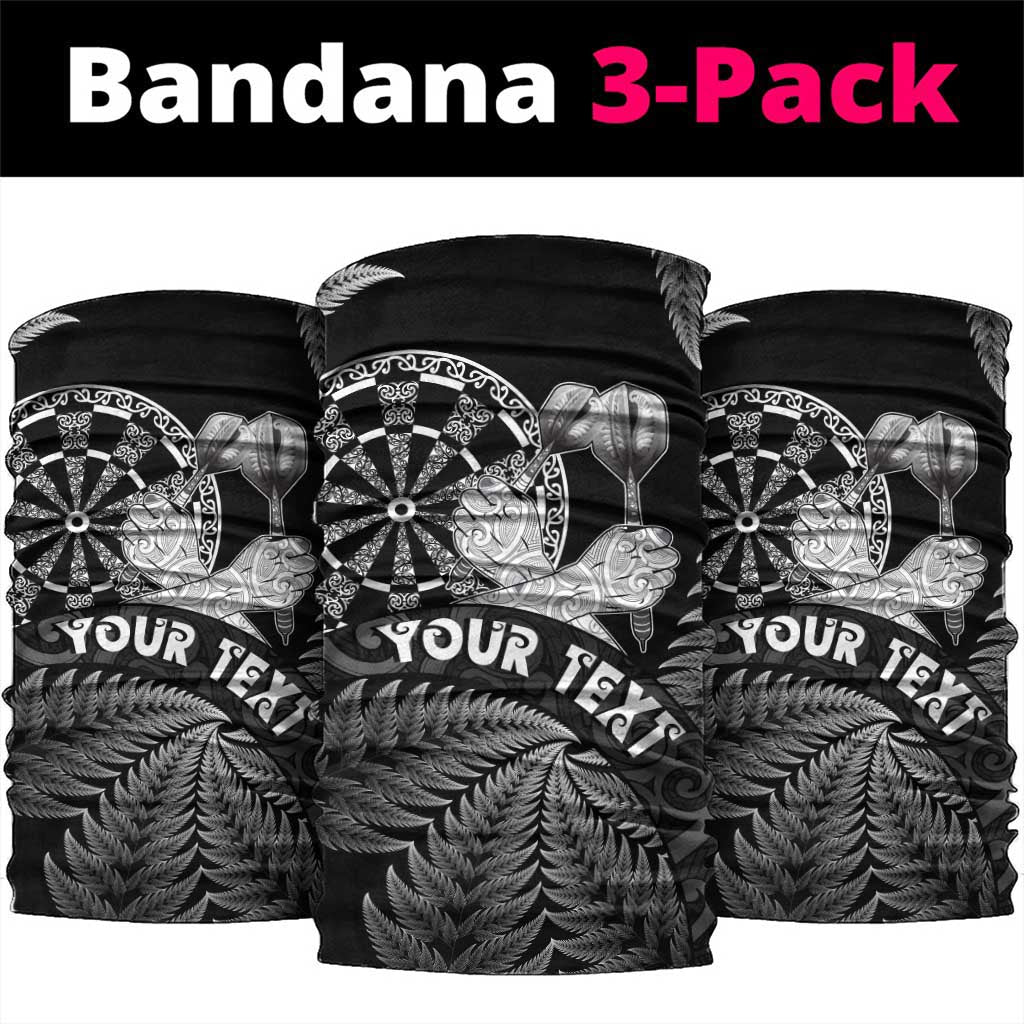 Personalised New Zealand Aotearoa Darts Masters Neck Gaiter Silver Fern and Maori Spirit LT03 package One Size: 25*50cm Black - Polynesian Pride