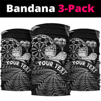Personalised New Zealand Aotearoa Darts Masters Neck Gaiter Silver Fern and Maori Spirit LT03 package One Size: 25*50cm Black - Polynesian Pride