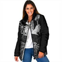 Personalised New Zealand Aotearoa Darts Masters Padded Jacket Silver Fern and Maori Spirit LT03 Women Black - Polynesian Pride