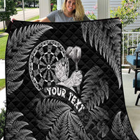 Personalised New Zealand Aotearoa Darts Masters Quilt Silver Fern and Maori Spirit LT03 Black - Polynesian Pride