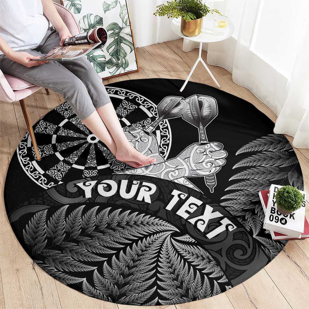 Personalised New Zealand Aotearoa Darts Masters Round Carpet Silver Fern and Maori Spirit LT03 - Polynesian Pride