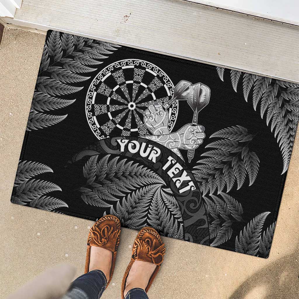 Personalised New Zealand Aotearoa Darts Masters Rubber Doormat Silver Fern and Maori Spirit LT03 - Polynesian Pride