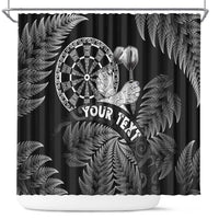 Personalised New Zealand Aotearoa Darts Masters Shower Curtain Silver Fern and Maori Spirit LT03 Black - Polynesian Pride