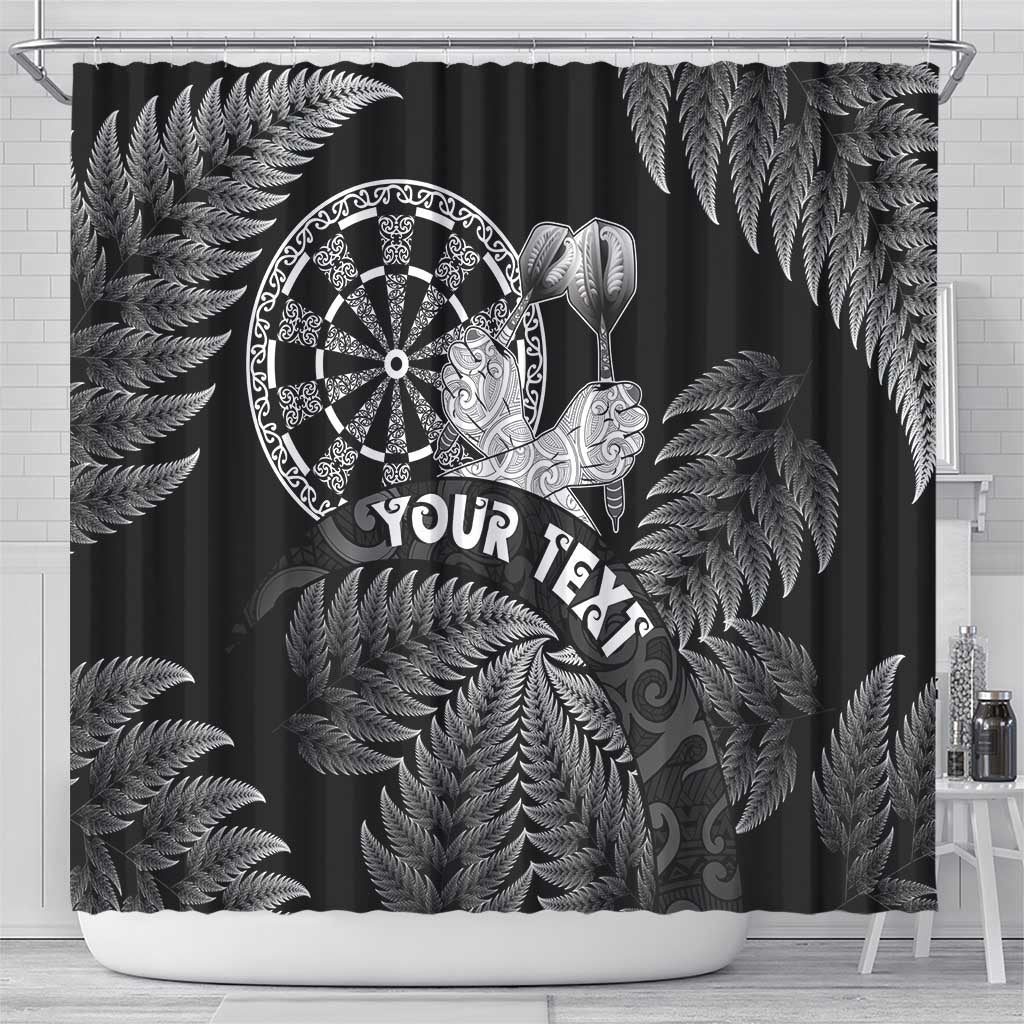 Personalised New Zealand Aotearoa Darts Masters Shower Curtain Silver Fern and Maori Spirit LT03 - Polynesian Pride