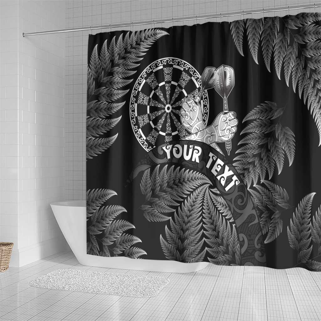 Personalised New Zealand Aotearoa Darts Masters Shower Curtain Silver Fern and Maori Spirit LT03 - Polynesian Pride