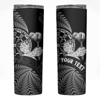 Personalised New Zealand Aotearoa Darts Masters Skinny Tumbler Silver Fern and Maori Spirit LT03 Black - Polynesian Pride