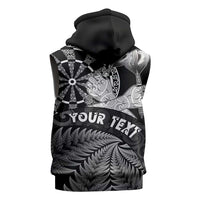Personalised New Zealand Aotearoa Darts Masters Sleeveless Hoodie Silver Fern and Maori Spirit LT03 - Polynesian Pride
