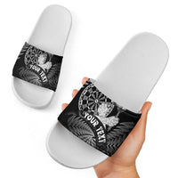 Personalised New Zealand Aotearoa Darts Masters Slide Sandals Silver Fern and Maori Spirit LT03 - Polynesian Pride