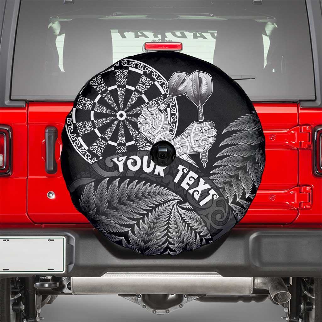 Personalised New Zealand Aotearoa Darts Masters Spare Tire Cover Silver Fern and Maori Spirit LT03 - Polynesian Pride