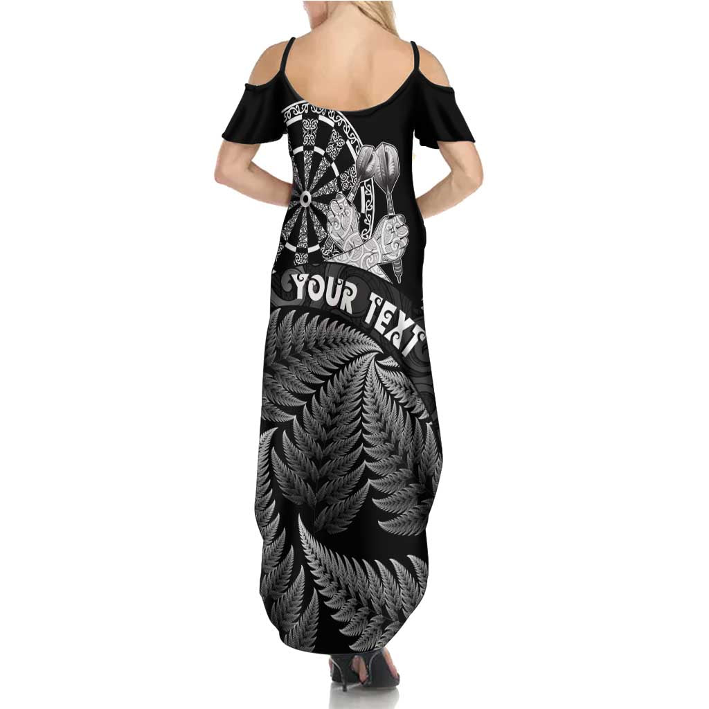 Personalised New Zealand Aotearoa Darts Masters Summer Maxi Dress Silver Fern and Maori Spirit LT03 - Polynesian Pride