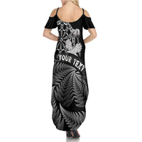 Personalised New Zealand Aotearoa Darts Masters Summer Maxi Dress Silver Fern and Maori Spirit LT03 - Polynesian Pride