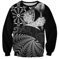 Personalised New Zealand Aotearoa Darts Masters Sweatshirt Silver Fern and Maori Spirit LT03 Unisex Black - Polynesian Pride