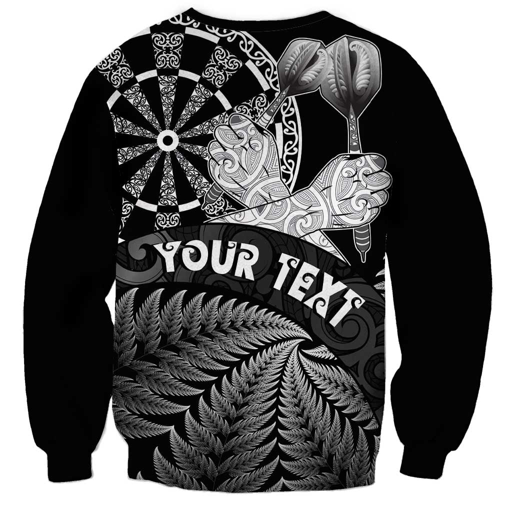 Personalised New Zealand Aotearoa Darts Masters Sweatshirt Silver Fern and Maori Spirit LT03 - Polynesian Pride