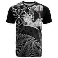 Personalised New Zealand Aotearoa Darts Masters T Shirt Silver Fern and Maori Spirit LT03 Black - Polynesian Pride