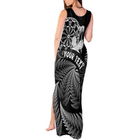 Personalised New Zealand Aotearoa Darts Masters Tank Maxi Dress Silver Fern and Maori Spirit LT03 - Polynesian Pride