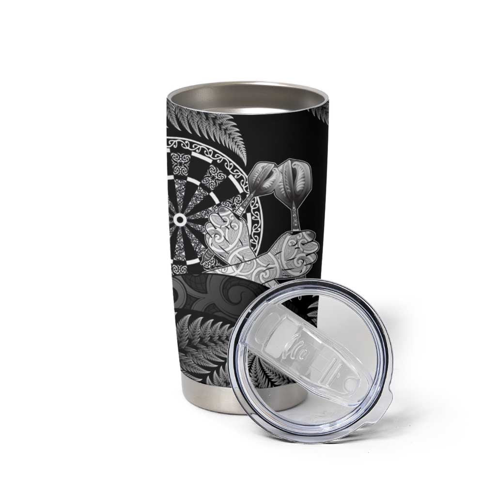 Personalised New Zealand Aotearoa Darts Masters Tumbler Cup Silver Fern and Maori Spirit LT03 - Polynesian Pride