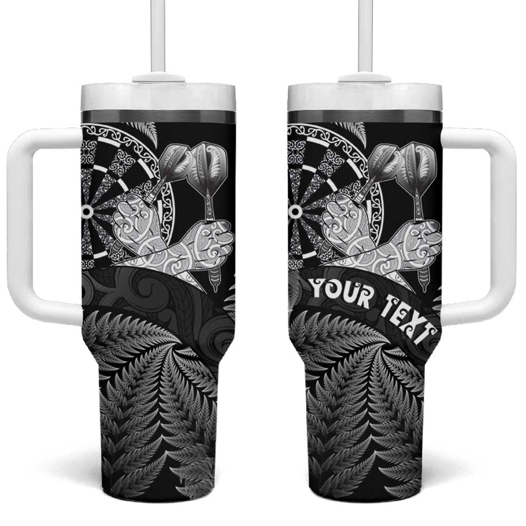 Personalised New Zealand Aotearoa Darts Masters Tumbler With Handle Silver Fern and Maori Spirit LT03 One Size: 40 oz Black - Polynesian Pride