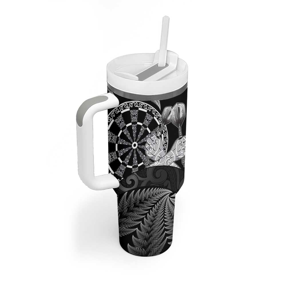 Personalised New Zealand Aotearoa Darts Masters Tumbler With Handle Silver Fern and Maori Spirit LT03 - Polynesian Pride