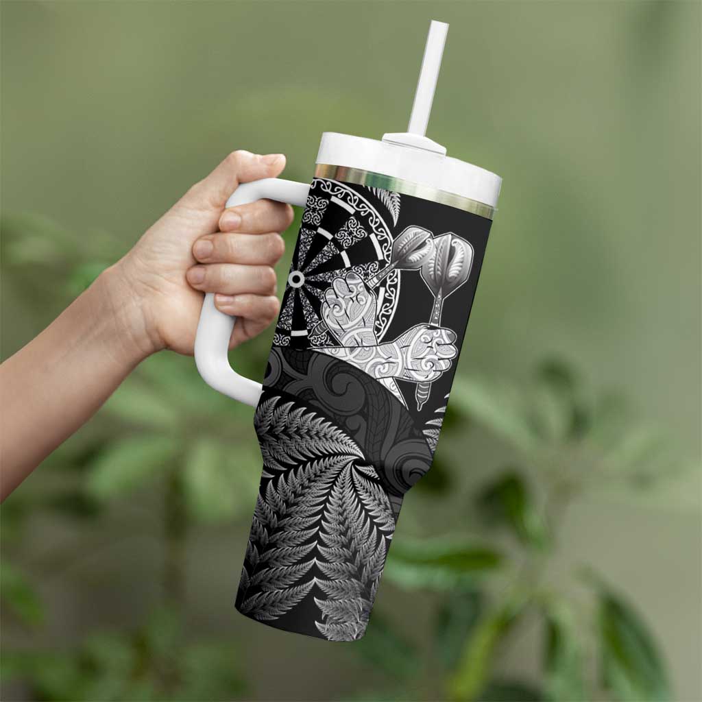 Personalised New Zealand Aotearoa Darts Masters Tumbler With Handle Silver Fern and Maori Spirit LT03 - Polynesian Pride