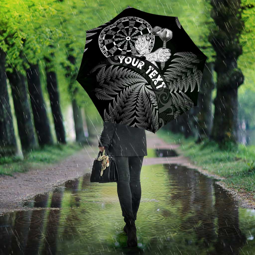 Personalised New Zealand Aotearoa Darts Masters Umbrella Silver Fern and Maori Spirit LT03 - Polynesian Pride